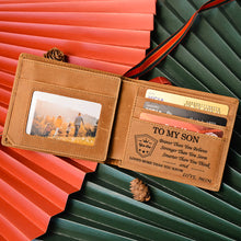 Load image into Gallery viewer, Mom to Son, Engraved Leather Wallet