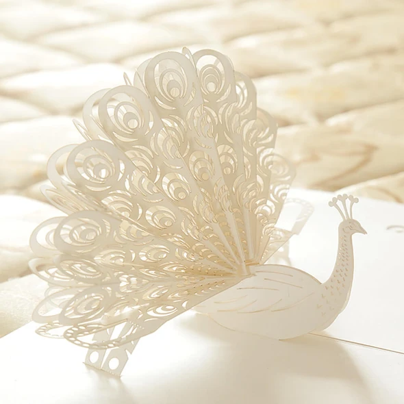 Happy Mothers' Day White Peacock 3D Pop Up Card