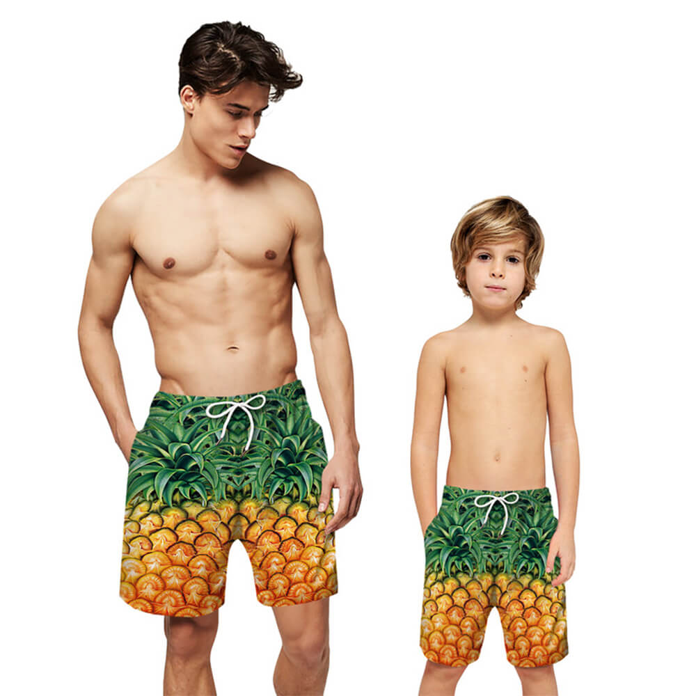 Dad and Son Matching Swim Shorts - Summer Pineapple