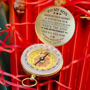 Dad to Son, Engraved Compass with Leather Case