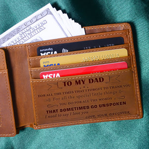 Daughter to Dad Gifts, Engraved Leather Bifold Wallets