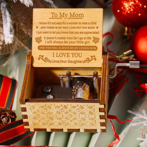 Daughter to Mom, Engraved Music Box, Play "Castle In The Sky"