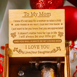 Daughter to Mom, Engraved Music Box, Play "Castle In The Sky"