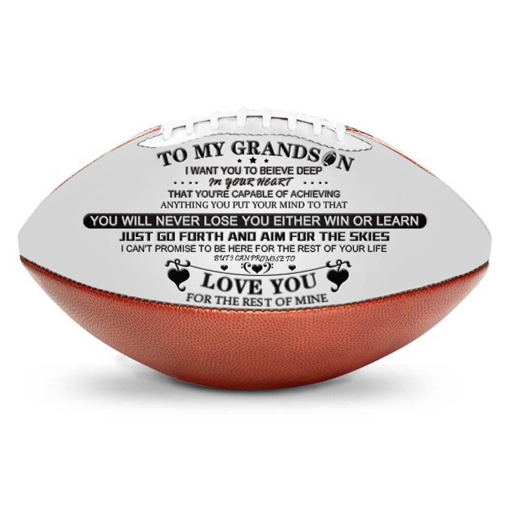 To my Grandson, Engraved Leather Indoor/Outdoor Football, Best Gift on Anniversary Birthday Graduation